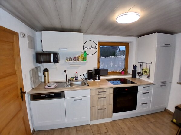 Fridge, microwave, oven, dishwasher