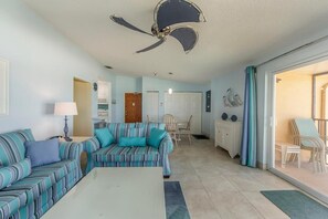 TV - 🌊 Gulf Front Balcony Bliss — 1BR Condo at Surf Song Resort #348 (Madeira Beach)