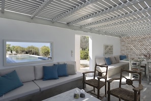 Outdoor pool - Villa Kirki · Stunning Beachfront 3BR Villa that h (Ampelas)