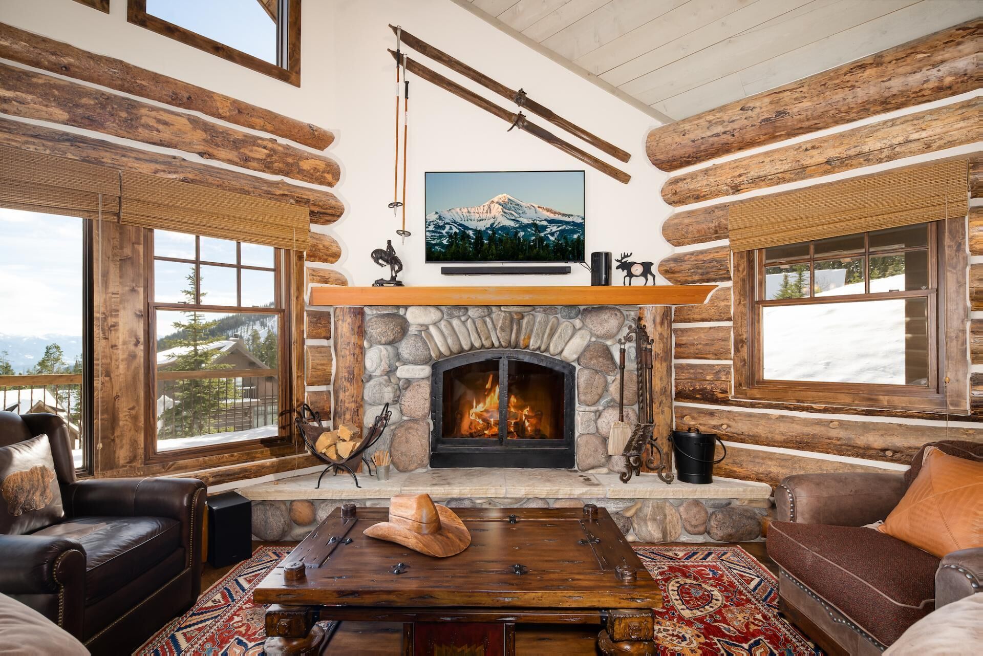 TV, fireplace