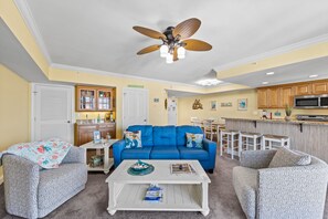 Flat-screen TV, fireplace - Belmont Towers 307 by Seaside Vacations & Sales (Ocean City)
