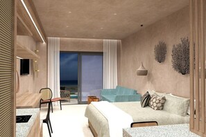 Suite estudio junior | Caja de seguridad en la habitación, muebles diferentes y escritorio