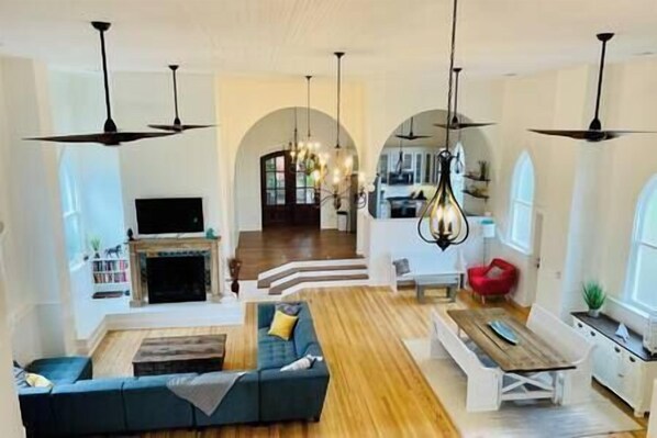 TV, fireplace - Welcome to The Sanctuary! Gorgeous Church Revival (Staunton)