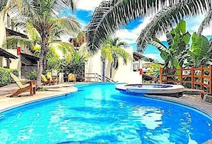 Outdoor pool, pool loungers