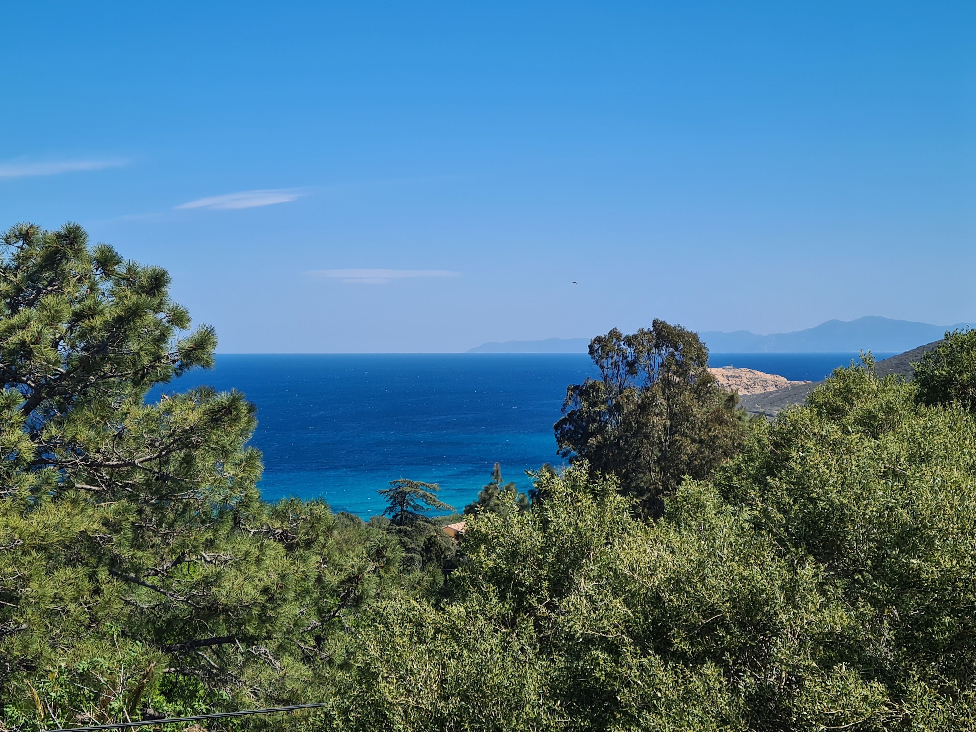 Paisatge costaner amb vegetació verda abundant i una vista clara del mar.