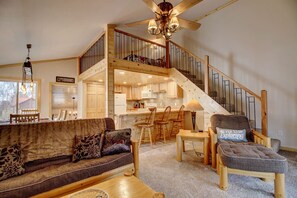 Smart TV, fireplace, video games, DVD player