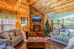 Smart TV, fireplace, DVD player