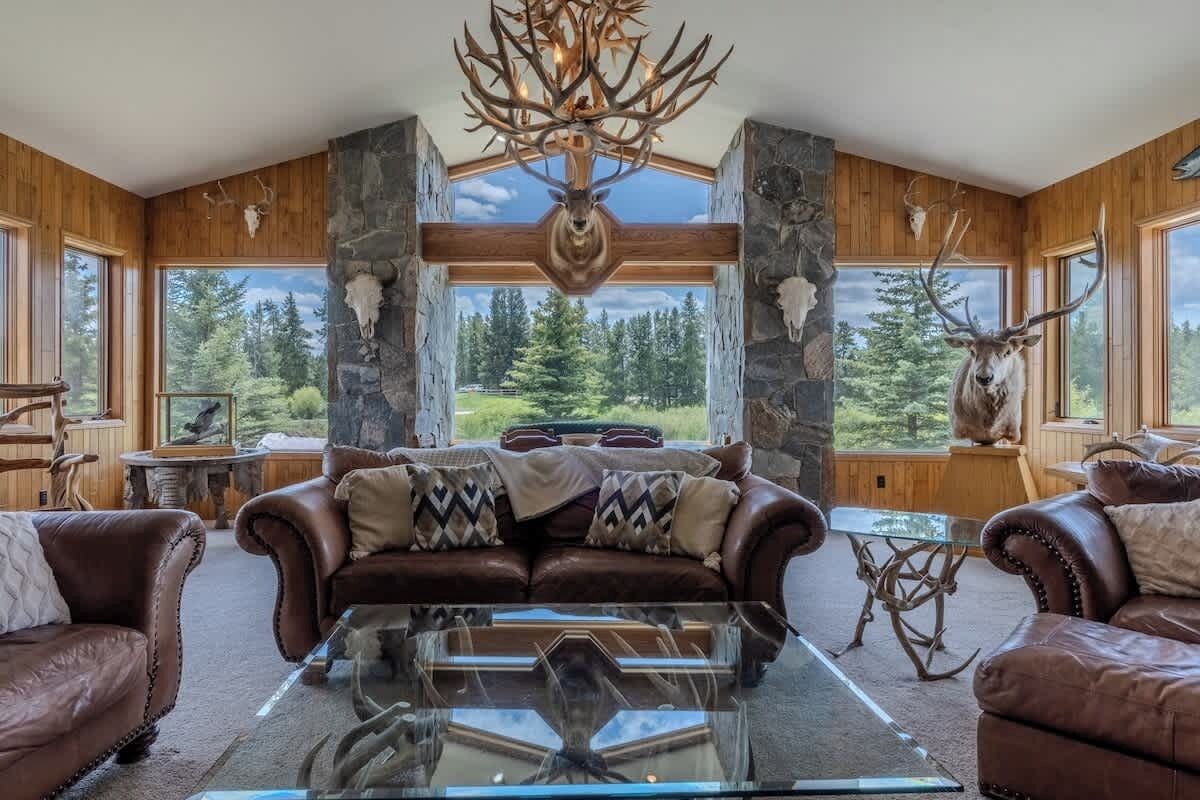 Télévision, cheminée, lecteur de DVD, espaces bureaux