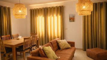 TV connectée, cheminée, livres