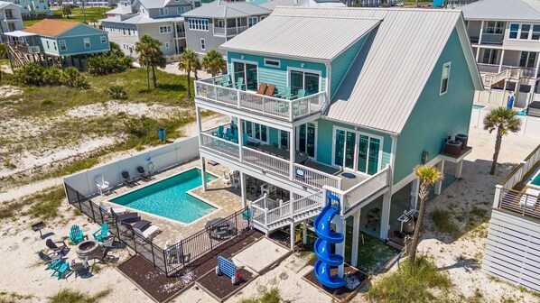 Exterior - Sunset Dreamer- Beachfront MB Home- Priv. Pool, Pet Friendly, Hot Tub, Sleeps 13 (Mexico Beach)