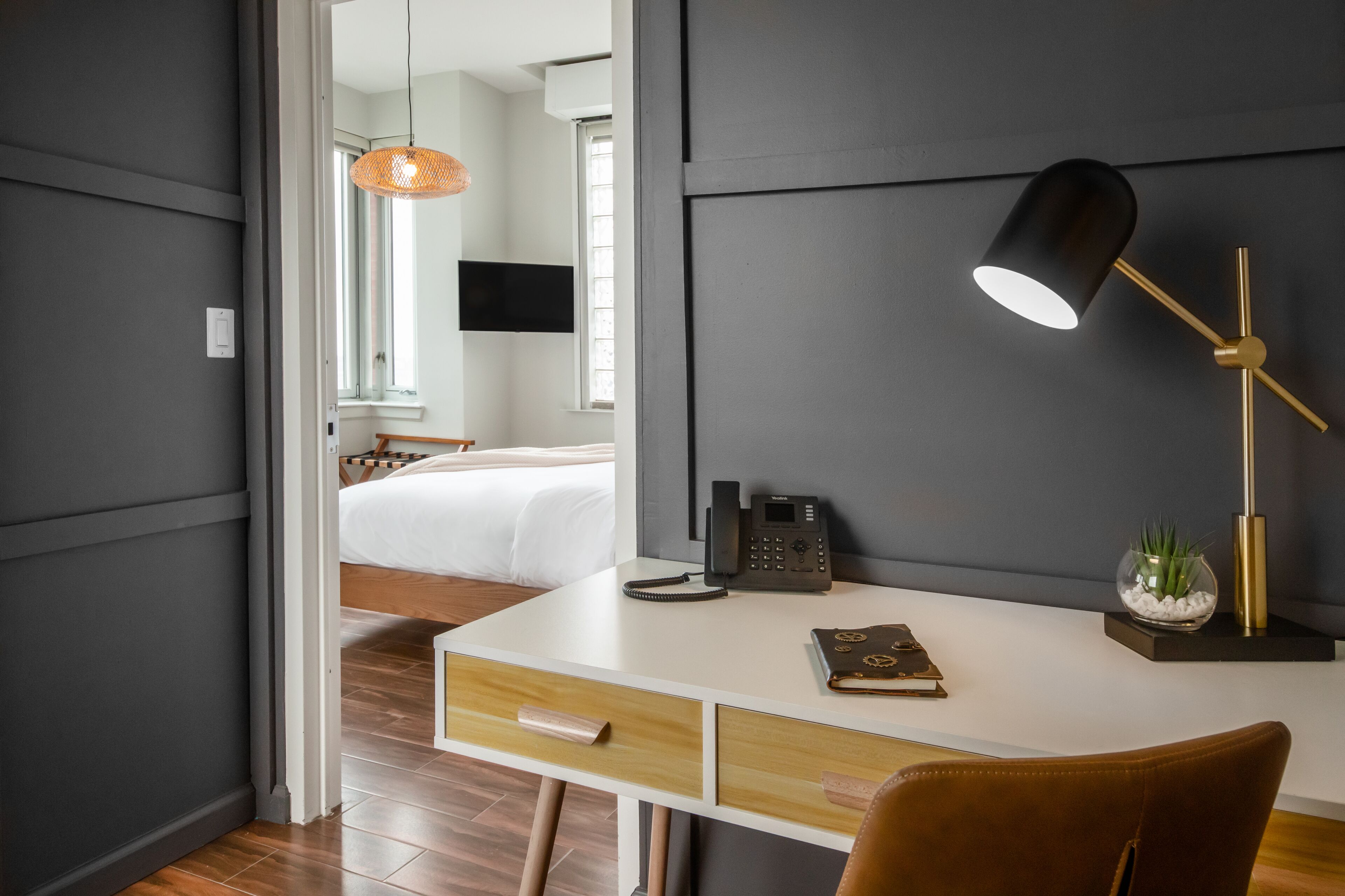 1 br manhattan view suite - king bed | living area | 42-inch smart tv with cable channels, tv, printers