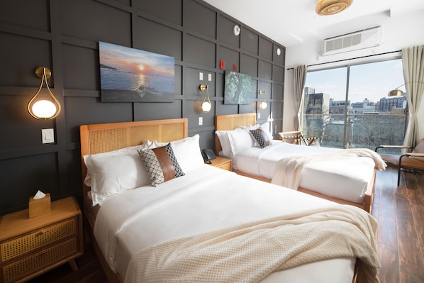 خزنة داخل الغرفة ومكواة/لوح كي وواي فاي مجانًا وملاءات أسرّة