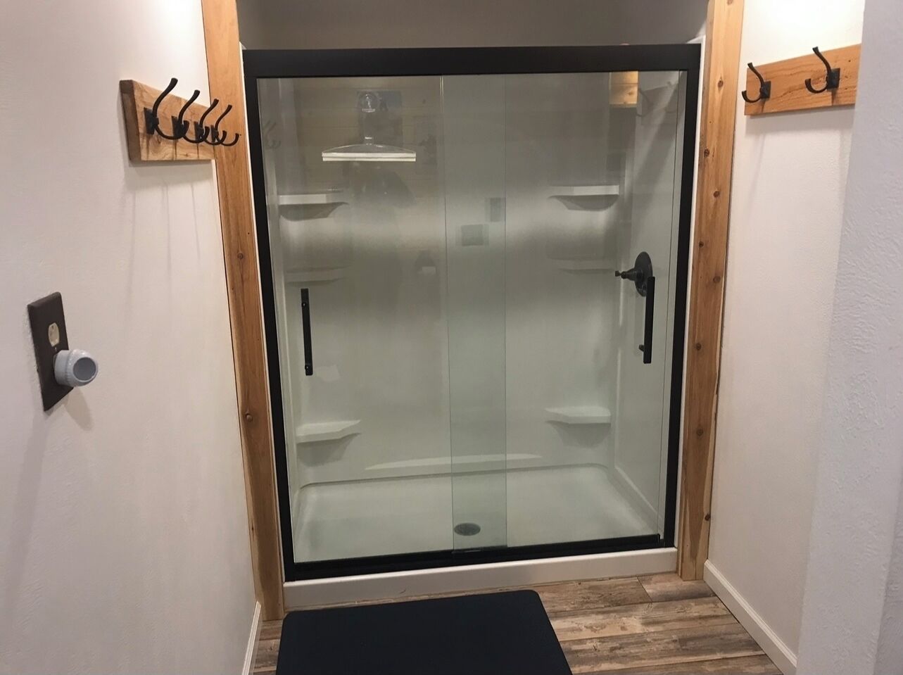 Shower, towels, soap, shampoo