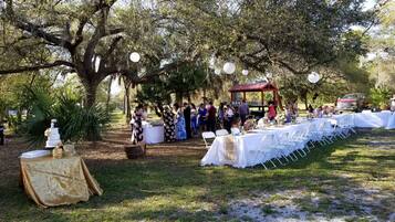 Outdoor banquet area