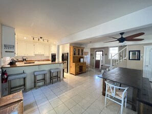 large open kitchen + dining area