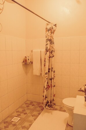Dusche, Handtücher, Seife, Toilettenpapier