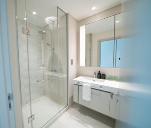 Departamento Deluxe | Baño | Tina y regadera independientes y amenidades de baño gratuitas 