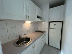 Fridge, microwave - 2-Room Cabin Apartment, Terrace, Private Parking, Sleeps 5, Port Camargue (Port Camargue)
