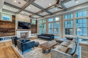 TV, caminetto, lettore DVD, videoteca