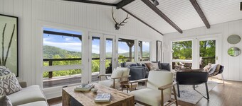 High Noon: Modern Mountaintop Home w 2 Covered Porches, FIrepit | Walk to Town