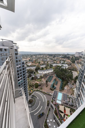 Vue sur la ville depuis lâhĂ©bergement