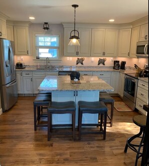 Fridge, microwave, oven, stovetop - Sunset View Lake Front Living with Dock & Boat Ramp on Lake Winnisquam (Belmont)