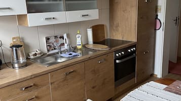 Kylskåp, mikrovågsugn, spishäll och diskmaskin