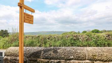 A wooden signpost with contact information for Sykes Cottages.