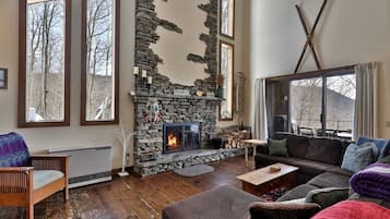 Smart TV, fireplace, video games, DVD player