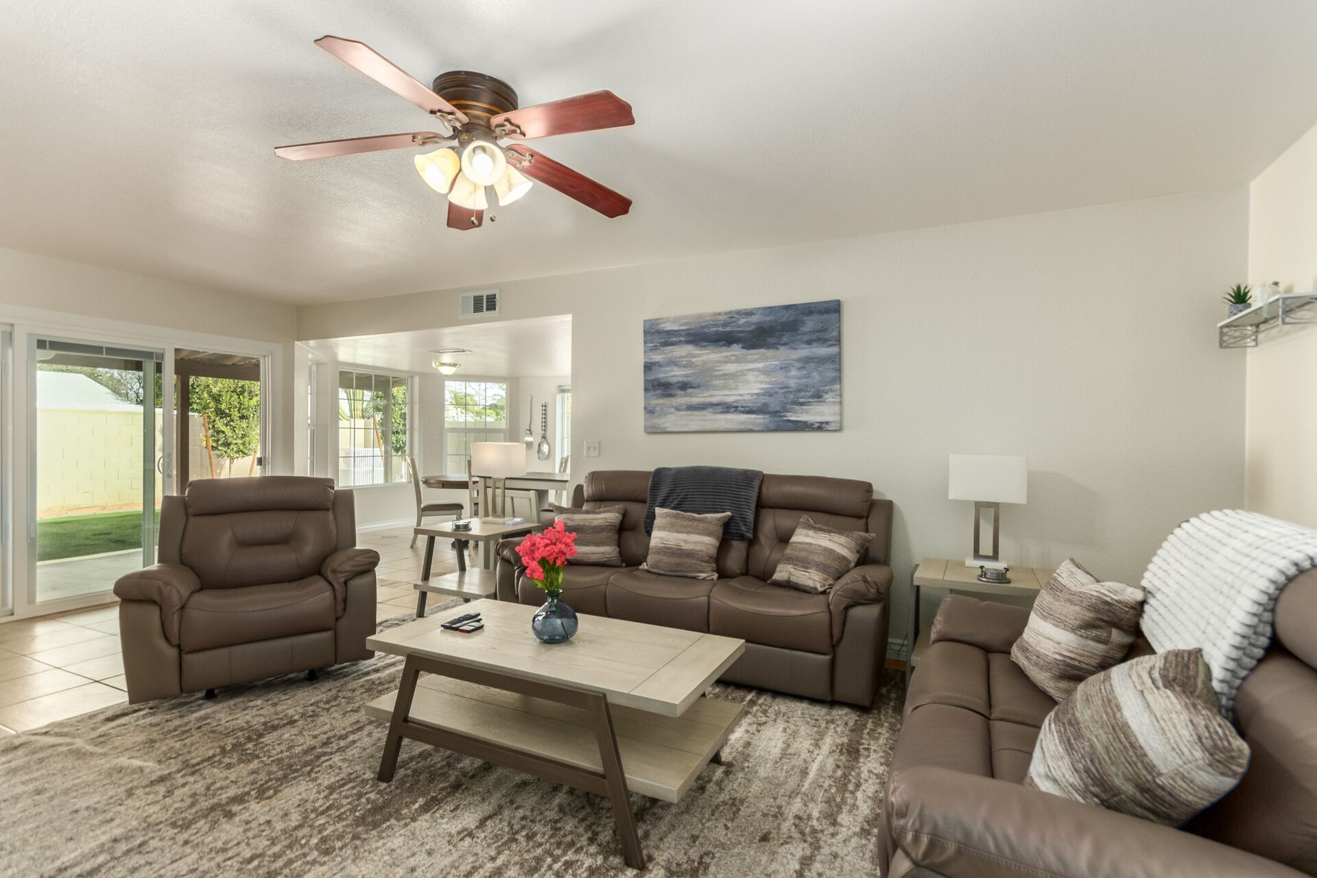 Smart TV, fireplace, DVD player, books