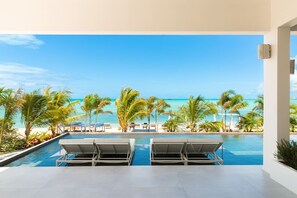 Indoor pool, outdoor pool, sun loungers