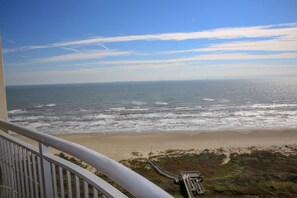 On the beach, sun-loungers, beach towels - Palisade Palms, Cheerful, Modern Condo with Private Patio and Beachfront Access (Galveston)