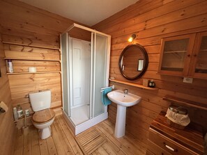 Bathtub, hair dryer, soap, toilet paper