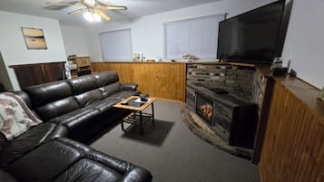Smart TV, fireplace, DVD player, printers