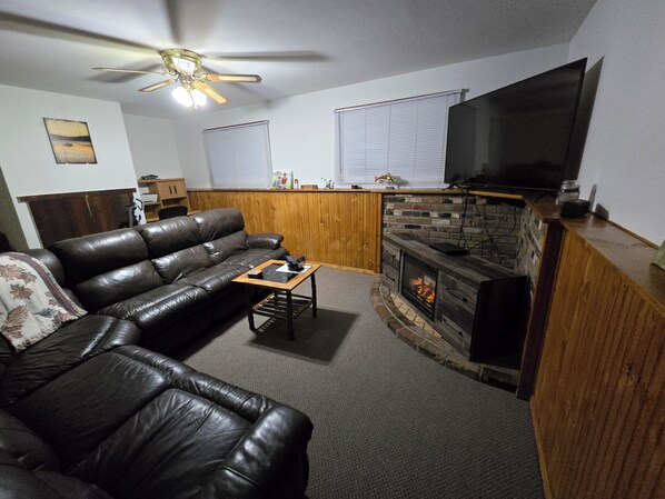 Smart TV, chimenea, reproductor de DVD y impresora 