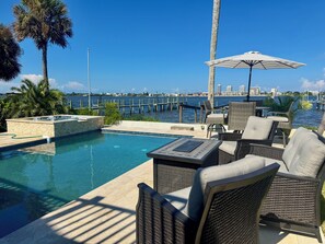 Outdoor pool - Riverfront Retreat - Pool & Hot Tub - Mins from Beach, Speedway, & Ocean Center! (Daytona Beach)