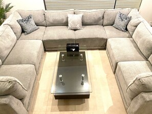 42-inch flat-screen TV with satellite channels, TV