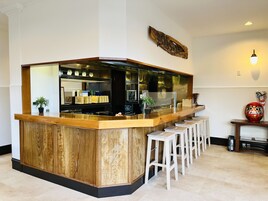 Fridge, microwave, electric kettle, cookware/dishes/utensils