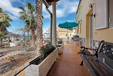 Terrace/patio. Pet-Friendly 'Casa El Cardon B1' with Sea & Mountain View, Terrace & Wi-Fi