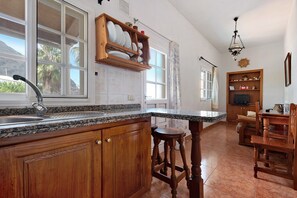 Fridge, microwave, stovetop, coffee/tea maker - Pet-Friendly 'Casa El Cardon B1' with Sea & Mountain View, Terrace & Wi-Fi (Buenavista del Norte)