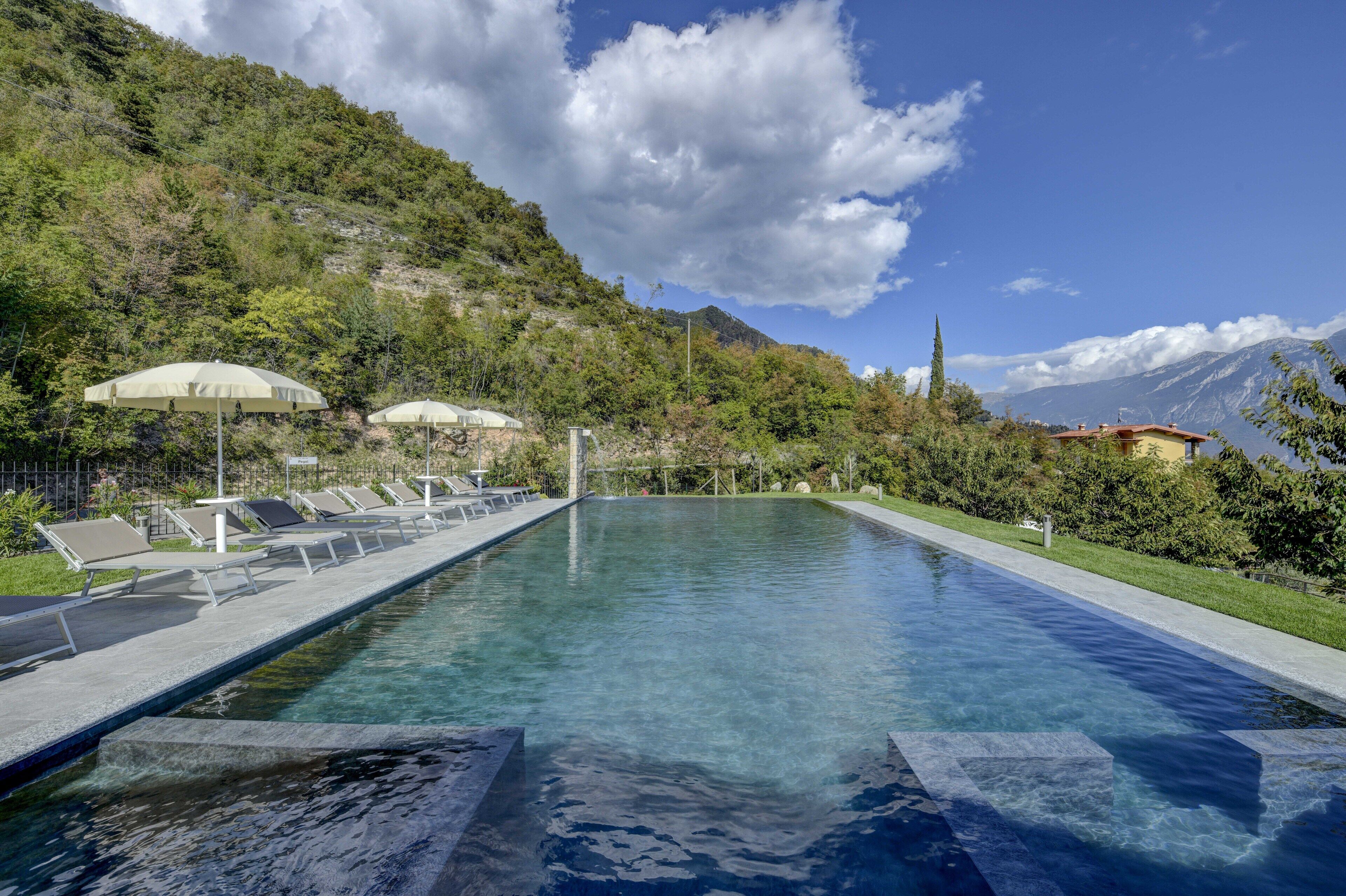 Outdoor pool, pool loungers