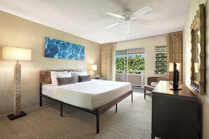 1 bedroom, desk, iron/ironing board, travel crib