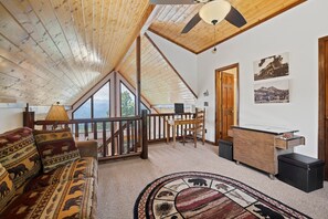 Smart TV, fireplace, video games, DVD player