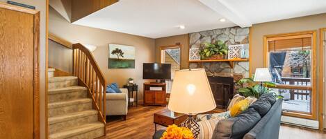 Smart TV, chimenea y reproductor de DVD