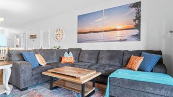 TV connectée, cheminée, lecteur de DVD, médiathèque