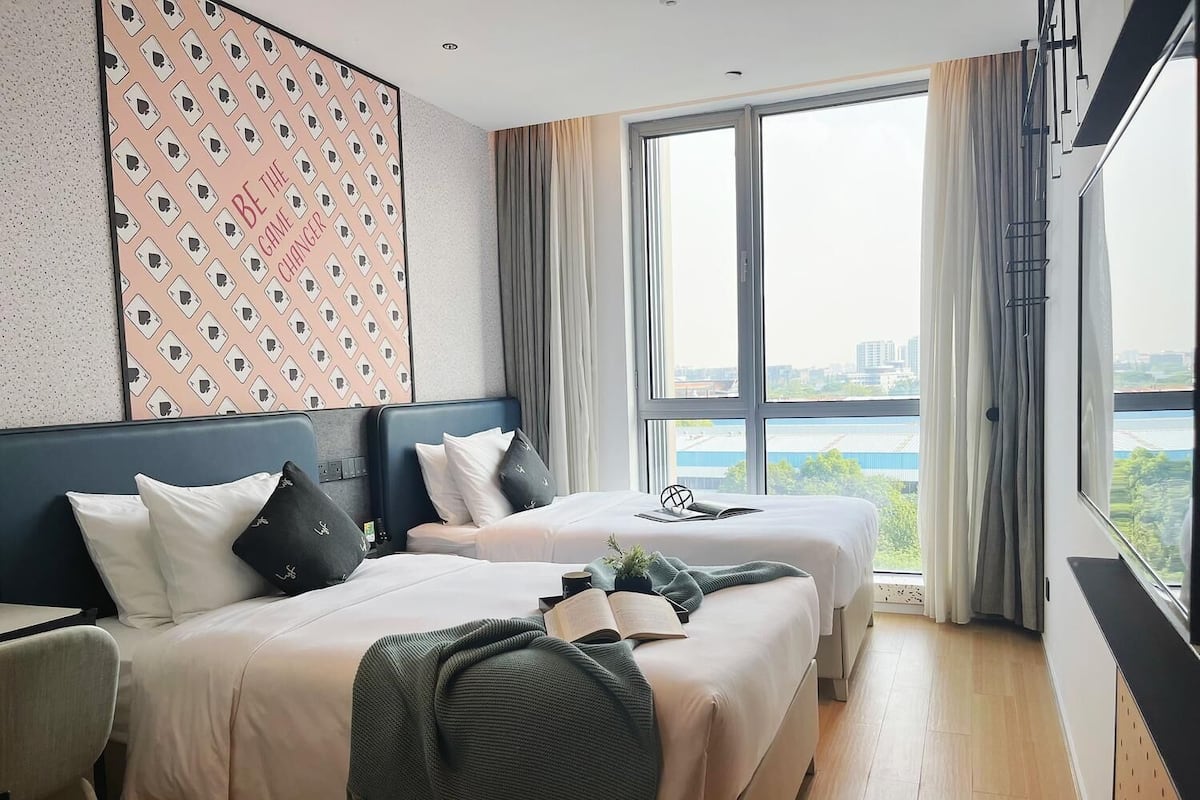 In-room safe, desk, laptop workspace, blackout curtains