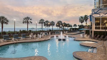 Outdoor pool, pool loungers