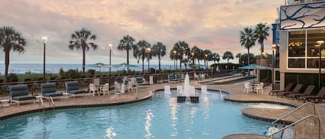 Outdoor pool, sun loungers