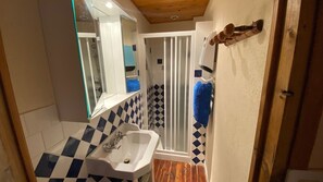Shower, hair dryer, toilet paper