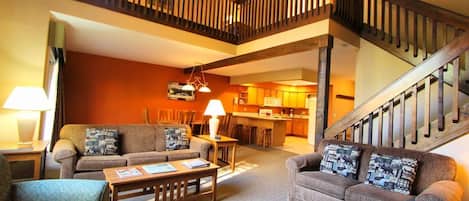 TV, fireplace, DVD player, stereo